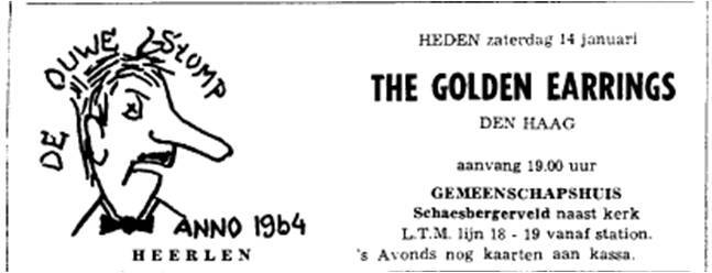 Golden Earrings show ad January 14, 1967 Heerlen - Gemeenschapshuis Schaesbergerveld